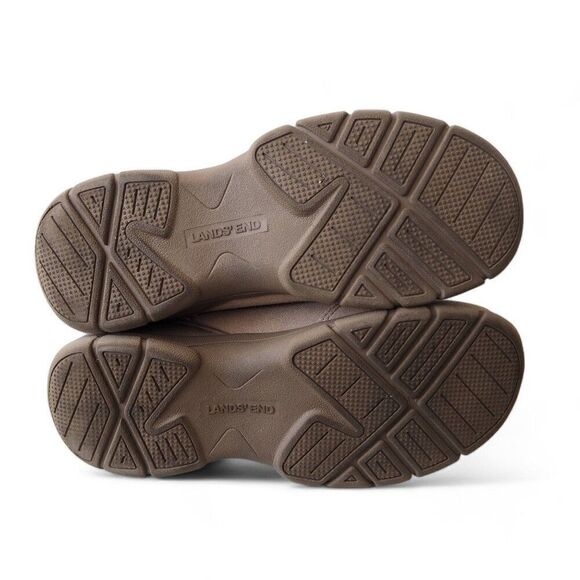 Lands' End All Weather Insulated Suede Moc Shoes Taupe Suede Women's 8B - Picture 8 of 11